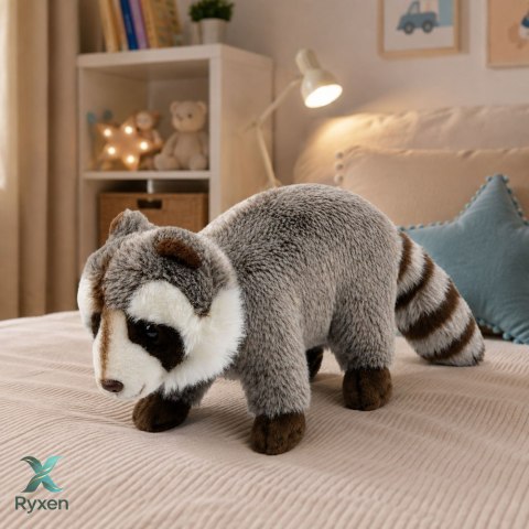 Pluszowy Szop Maskotka Przytulanka Realistyczny Szary 45 cm