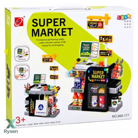 Supermarket Kasa Fiskalna Skaner Dystrybutor Napojów Światła Dźwięki 65 el.