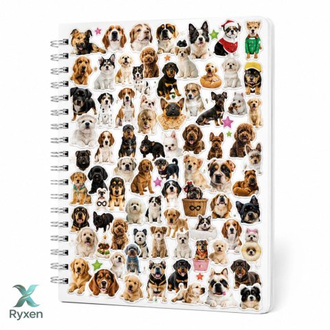 Zeszyt z Naklejkami Pieski Rsy Psów Album 800 Naklejek Błyszczące Matowe