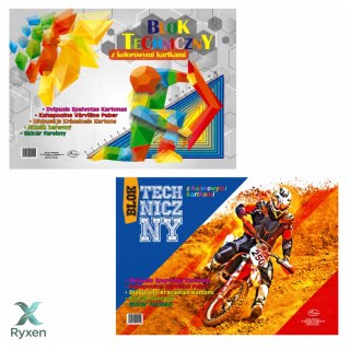 Blok techniczny kolorowy A3 8 kartek 120g PROTOS