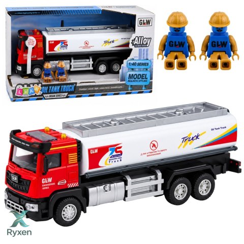 Ciężarówka Cysterna Metalowa Napęd Światła Dźwięki Czerwono-Biała 1:40