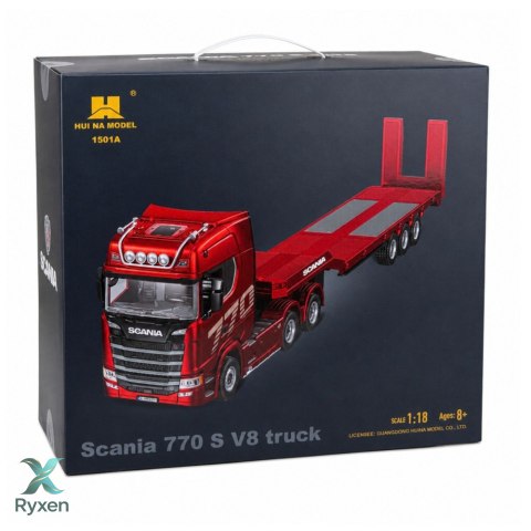 Ciężarówka Scania 770S Z Naczepą Zdalnie Sterowana RC Huina Srebrna 1:18