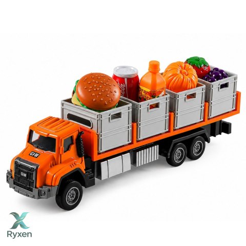 Ciężarówka Transportowa Z Produktami Spożywczymi Pomarańczowa 1:55