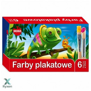 Farby szkolne plakatowe 6 kolorów 20ml MONA