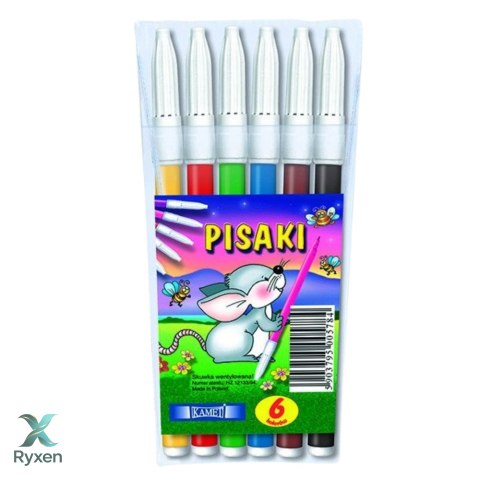 Flamastry pisaki 6 kolorów KAMET 