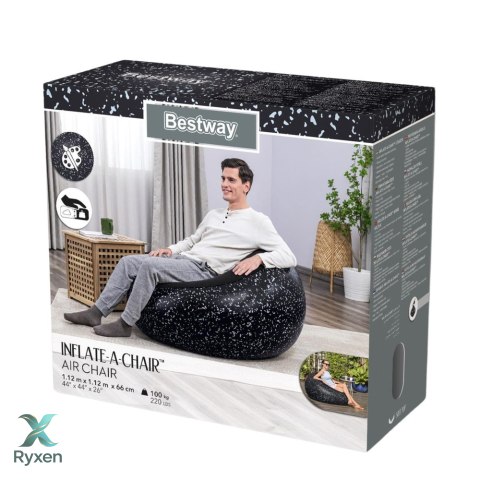 Fotel Dmuchany Siedzisko Czarny Inflate A Chair Bestway 75153