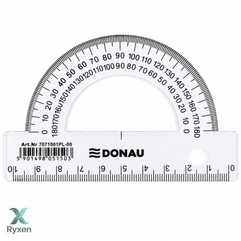 Kątomierz szkolny transparentny 180° 10cm DONAU