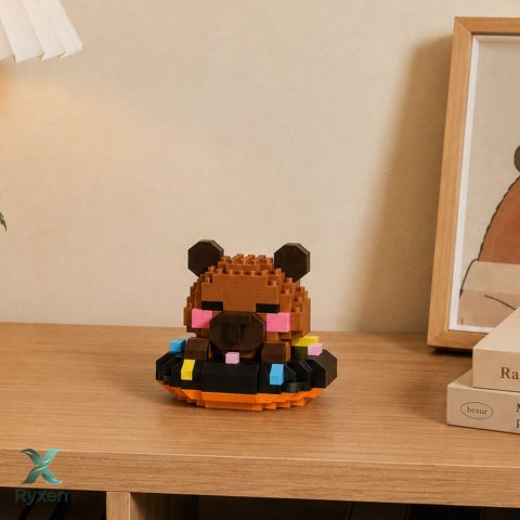 Klocki Konstrukcyjne Figurka Mini Kapibara Na Pączku Brązowa 306 el.
