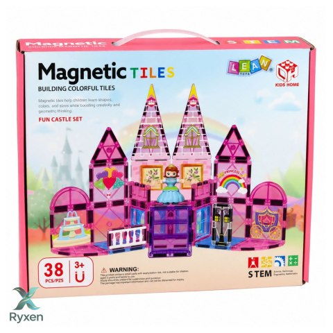 Klocki Magnetyczne Konstrukcyjne Zamek Księżniczki Różowe 38 el.