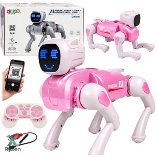 Pies Robot AI Zdalnie Sterowany RC Bluetooth Aplikacja Programowalny Różowy