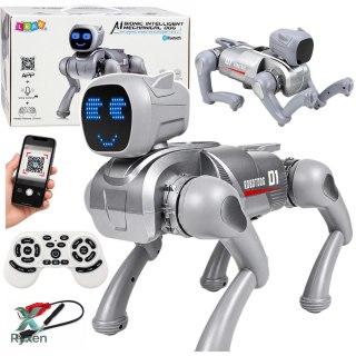 Pies Robot AI Zdalnie Sterowany RC Bluetooth Aplikacja Programowany Srebrny