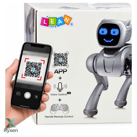 Pies Robot AI Zdalnie Sterowany RC Bluetooth Aplikacja Programowany Srebrny