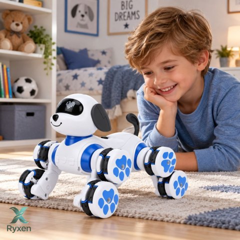 Pies Robot Zdalnie Sterowany RC 8 Kół Drift 360° Akrobacje Niebieski
