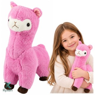 Pluszowa Alpaka Lama Maskotka Przytulanka Miękkie Futerko Różowa 38 cm
