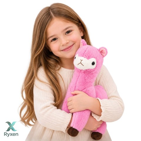 Pluszowa Alpaka Lama Maskotka Przytulanka Miękkie Futerko Różowa 38 cm