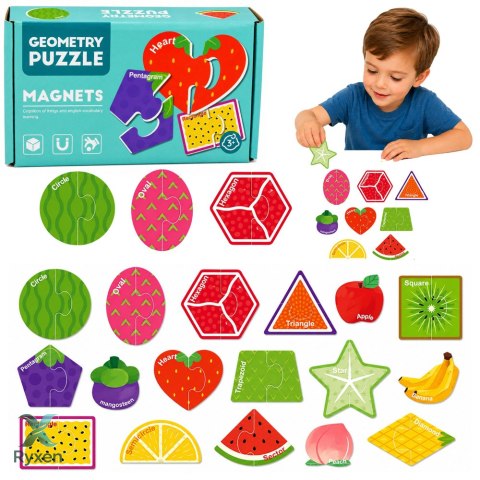 Puzzle Magnetyczne Nauka Owoców Magnesy Na Tablice Lodówkę 30 el.