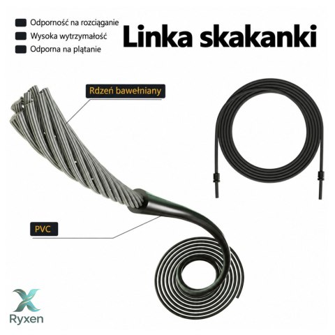 Skakanka Treningowa Sportowa Metalowe Uchwyty Łożyska Regulowana 3M