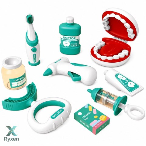 Zestaw Małego Dentysty Stomatologa Szczoteczka z Wibracjami Niebieski 15el.