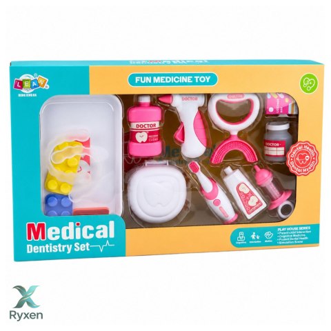 Zestaw Małego Dentysty Stomatologa Szczoteczka z Wibracjami Różowy 15 el.