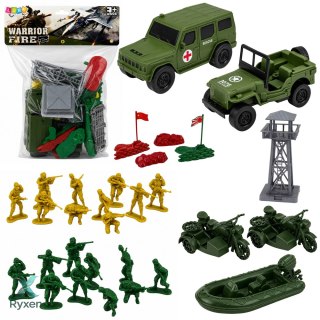 Zestaw Militarny Żołnierzyki Pojazdy Baza Wojskowa Wieża Figurki 46 el.