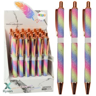 Długopis Metalowy Automatyczny Brokatowy Niebieski Tusz 1.0mm