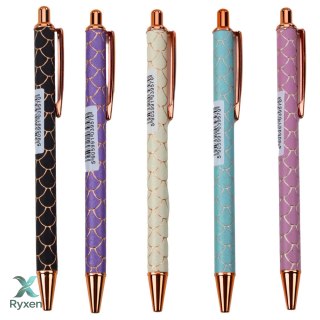 Długopis Metalowy Automatyczny Efekt Łuski Niebieski Tusz 1.0mm