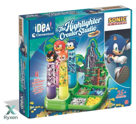 Idea Art Zestaw Fabryka Markerów Zakreślaczy 4 sztuki Sonic Clementoni 18424