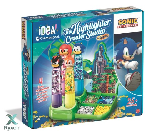 Idea Art Zestaw Fabryka Markerów Zakreślaczy 4 sztuki Sonic Clementoni 18424