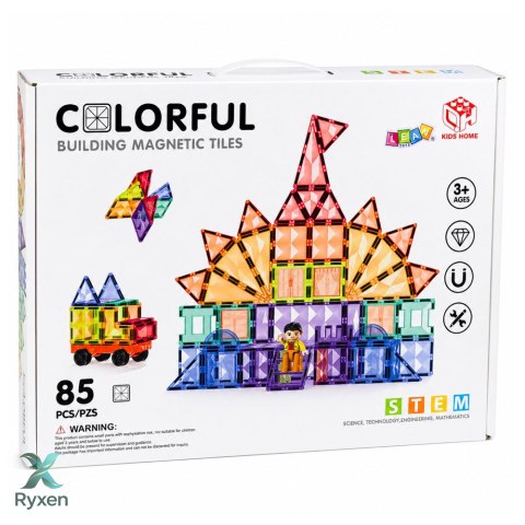 Klocki Magnetyczne Konstrukcyjne Panele 3D Kreatywne STEM Kolorowe 85 el.