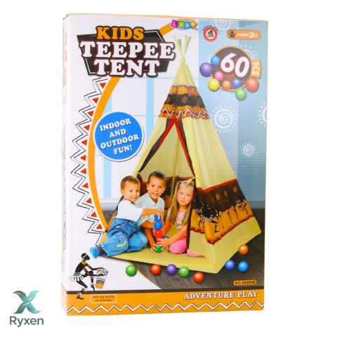Namiot Tipi Indiański Baza Dla Dzieci + 60 Piłek 155 cm