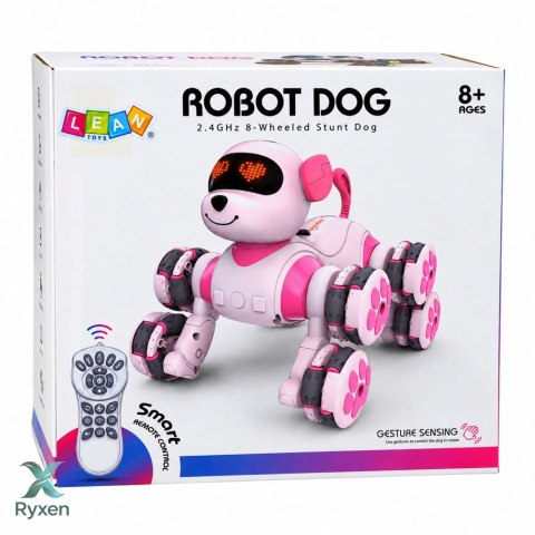 Pies Robot Zdalnie Sterowany RC 8 Kół Drift 360° Akrobacje Różowy