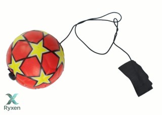 Piłka Nożna PU Na Gumce Jojo Do Odbijania 6 cm Czerwona Gwiazdki