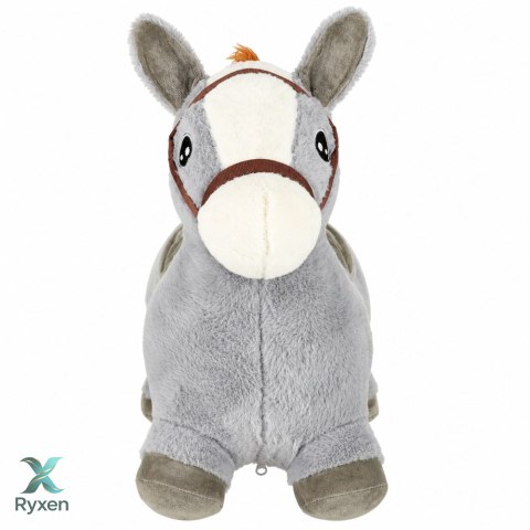 Pluszowy Konik Skoczek Pompowany Dla Dzieci Do Skakania Szary 60cm