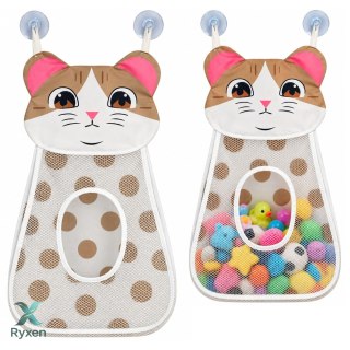 Torba Organizer z Przyssawkami Na Zabawki Do Kąpieli Kotek Beżowy 50 cm