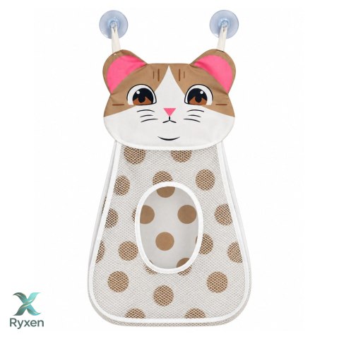 Torba Organizer z Przyssawkami Na Zabawki Do Kąpieli Kotek Beżowy 50 cm
