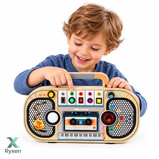 Drewniane Radio Interaktywne Tablica Manipulacyjna Światła LED Dźwięki