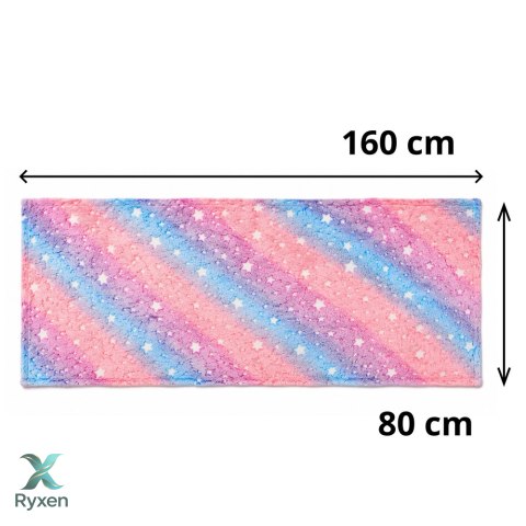 Dywan Świecący W Ciemności Gwiazdki Dla Dzieci Kolorowy Pastelowy 160x80cm