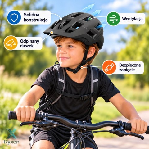 Kask Rowerowy MTB Regulowany Z Odpinanym Daszkiem Uniwersalny Czarny