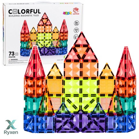 Klocki Magnetyczne Konstrukcyjne Panele 3D Kreatywne STEM Kolorowe 73 el.