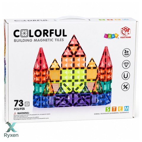 Klocki Magnetyczne Konstrukcyjne Panele 3D Kreatywne STEM Kolorowe 73 el.