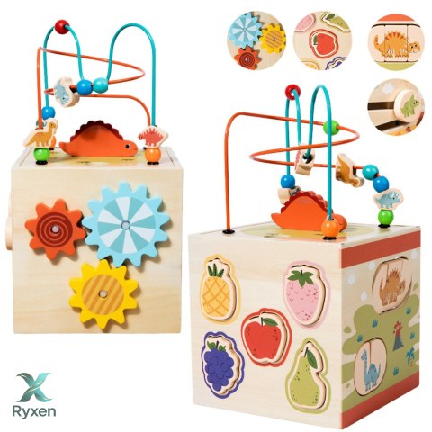 Kostka Edukacyjna Sensoryczna Sorter 5 Płaszczyzn Drewniana