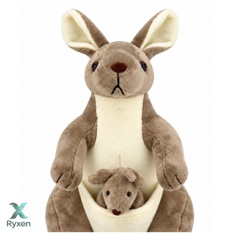 Pluszowa Maskotka Kangurzyca Przytulanka Kangur z Małym Beżowy 25 cm