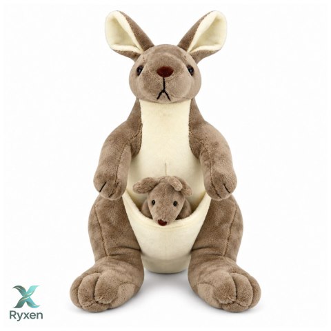 Pluszowa Maskotka Kangurzyca Przytulanka Kangur z Małym Beżowy 30 cm