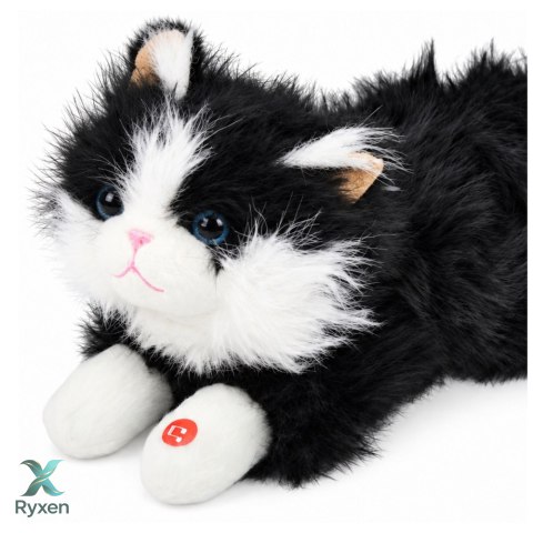Pluszowy Kotek Maskotka Przytulanka Dźwięki Miauczenia Biało-Czarny 40cm