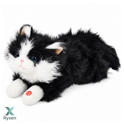 Pluszowy Kotek Maskotka Przytulanka Dźwięki Miauczenia Biało-Czarny 40cm