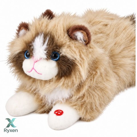Pluszowy Kotek Maskotka Przytulanka Z Dźwiękami Miauczenia Beżowy 40 cm