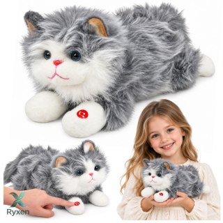 Pluszowy Kotek Maskotka Przytulanka z Dźwiękami Miauczenia Szary 40 cm