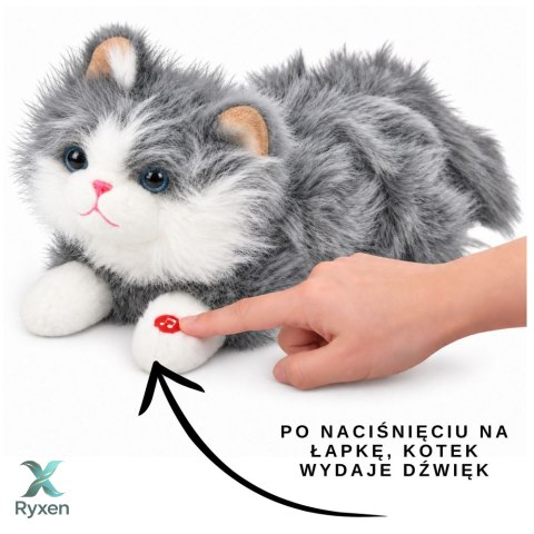 Pluszowy Kotek Maskotka Przytulanka z Dźwiękami Miauczenia Szary 40 cm