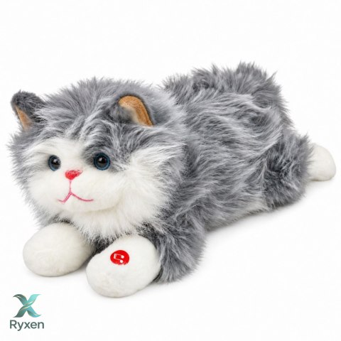 Pluszowy Kotek Maskotka Przytulanka z Dźwiękami Miauczenia Szary 40 cm