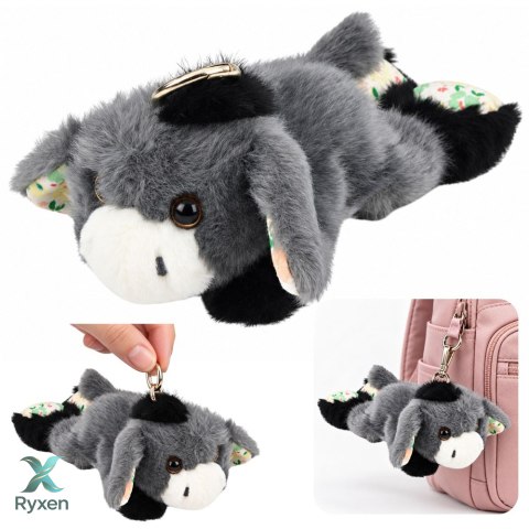 Pluszowy Osiołek Obciążeniowy Sensoryczny Z Kuleczkami Brelok Szary 17cm